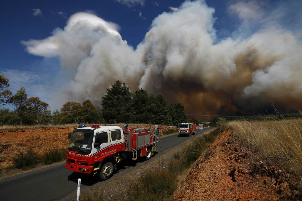 Firefighters respond to a fire at Carwoola in February. Photo: Alex Ellinghausen.