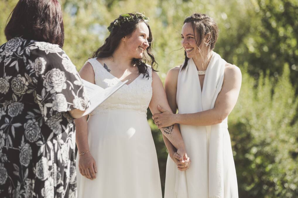 LOVE: Sally and Kara Bromley are Canberra's first same-sex couple to marry. Photo: Jamila Toderas