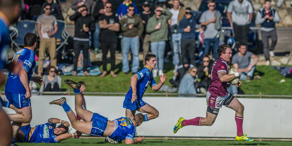 UPSET: Final favourites Queanbeyan Kangaroos played hard but lost to the West Belconnen Warriors in an upset win at Seiffert Oval in the grand final of the Canberra Raiders Cup on Sunday. Photo: Karleen Minney.