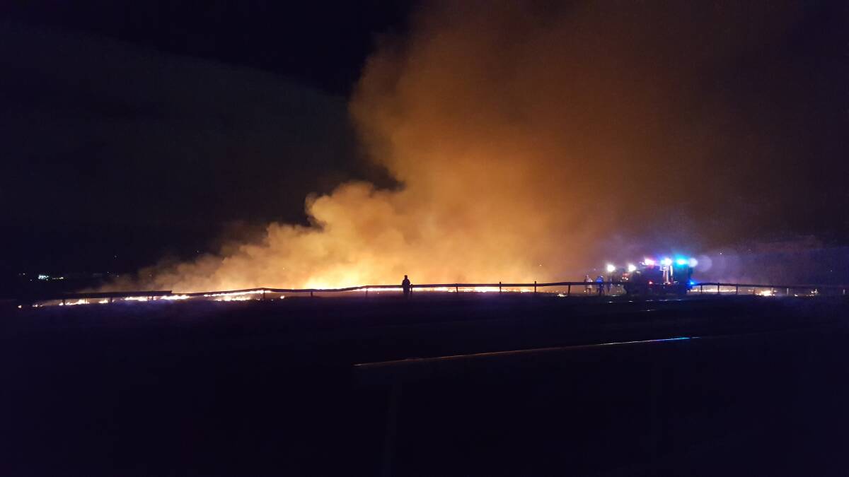 BOGGY CONDITIONS: Trucks attending a fire at the Queanbeyan racecourse on Friday, September 16, could not get close enough to tackle the fire. Photo: Supplied.