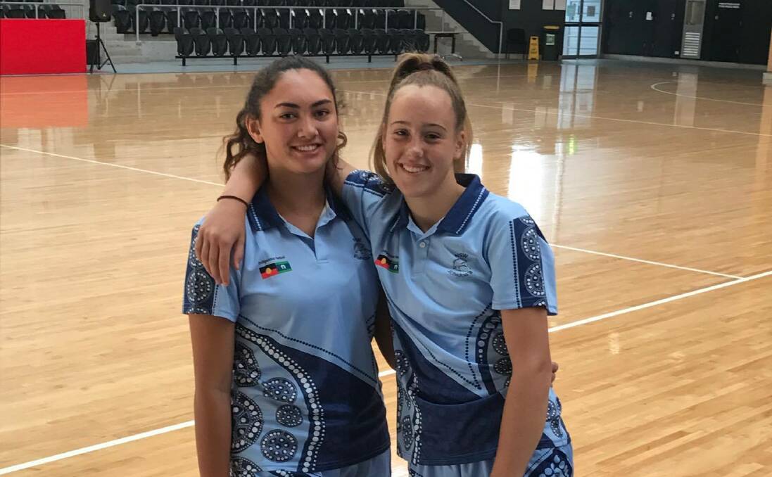 HIGH ACHIEVERS: Thalia Uilelea and Olivia Clark at the Australian Indigenous Schoolgirls Netball Championships in Sydney. Photo supplied.
