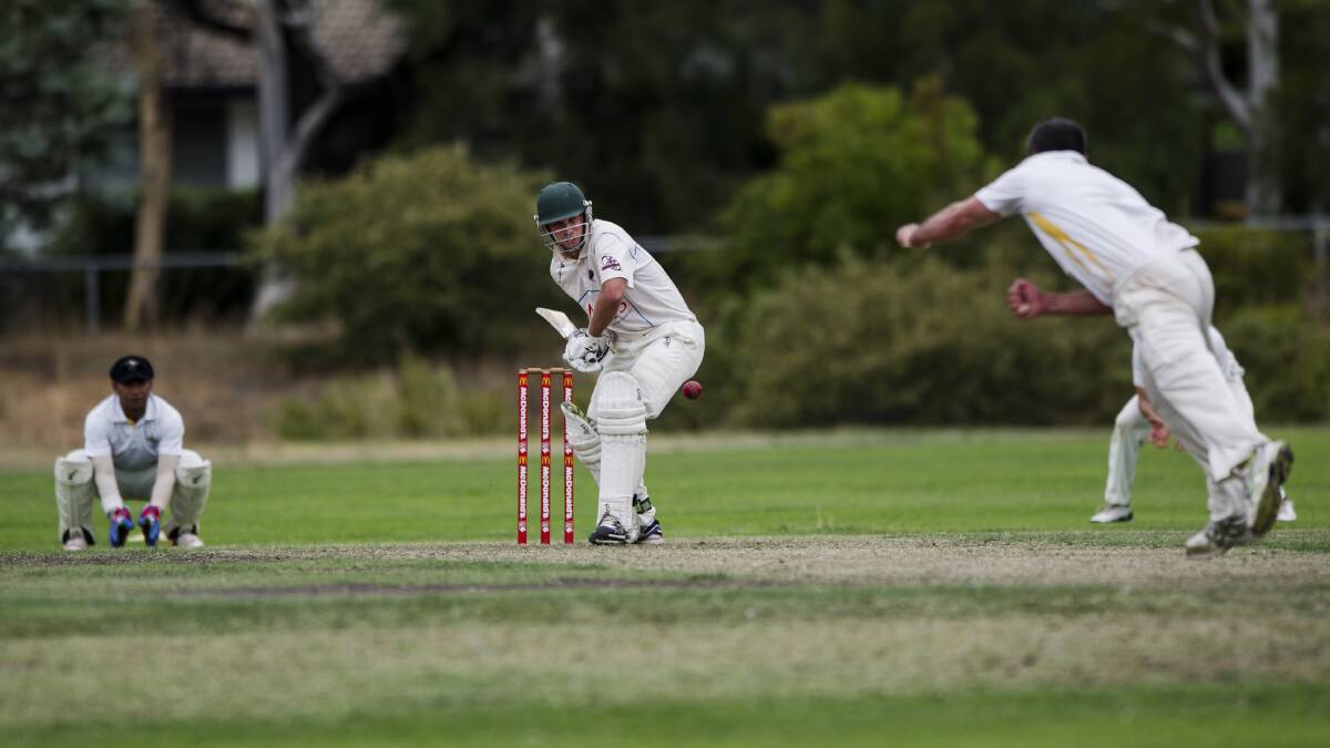DOUGLAS CUP: Queanbeyan's Phil Moore faces a delivery against Ginninderra. Photo: Jamila Toderas.