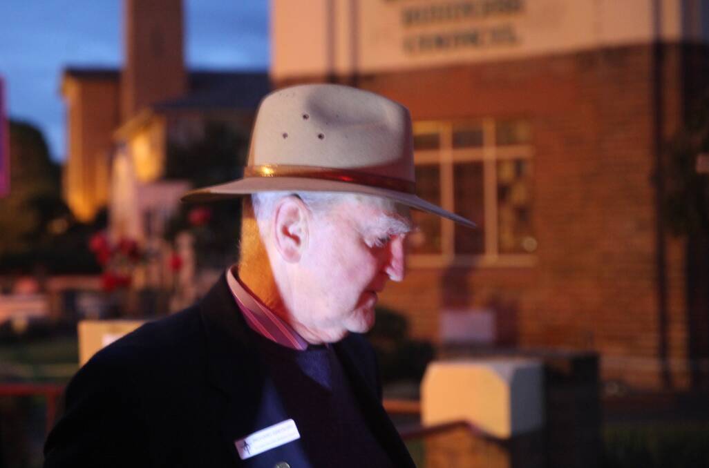 Richard Gregory from Queanbeyan Eden Monaro Legacy at the city's Cenotaph. Photo: James Hall.