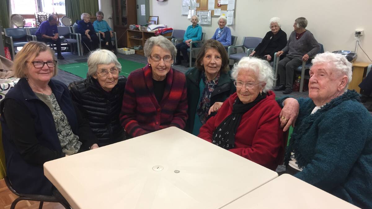 Members of the Queanbeyan Senior Citizens Association: Olwyn-Anne Cook (Secretary), Peg Brian, Rhonda Whinnett (President), Liz Gough, Edie Jones (inaugural member), Matilda Hellyer.