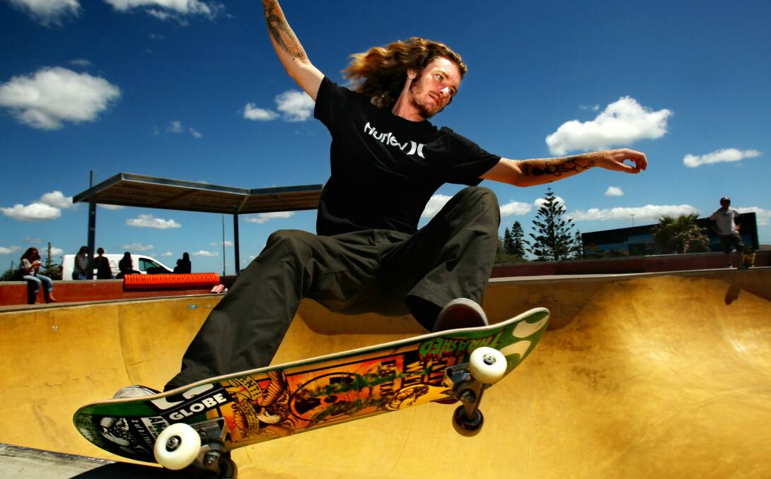 Jack Fardell competing in Newcastle in 2013 is known for his aggressive skating on tour. Photo: Simone de Peak