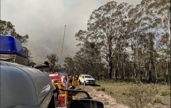 NSW Rural fire Service crews on the scene at the fire near Braidwood. Photo: Twitter
