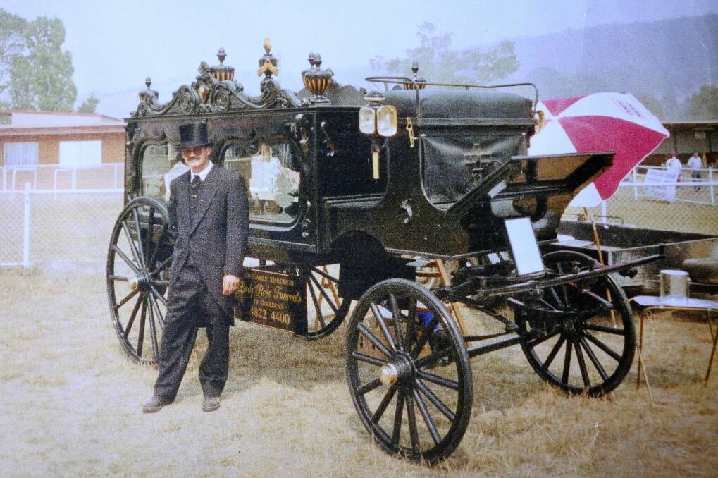 Mr Gregory once paired the coffin with a 1890's horse-drawn hearse he built from scratch. Photo: Elliot Williams