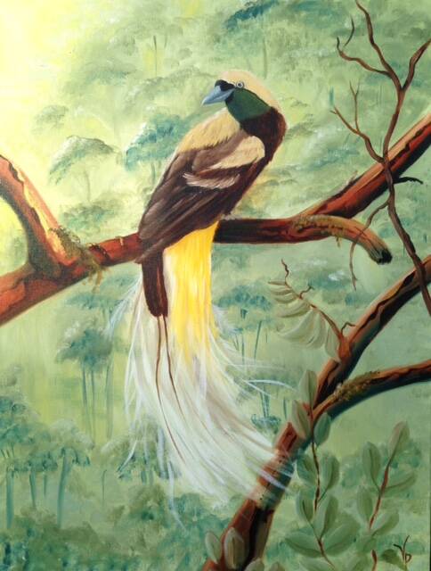 One of the artworks for sale in the exhibition. Artwork: 'Lesser Bird of Paradise' Vivien Pinder