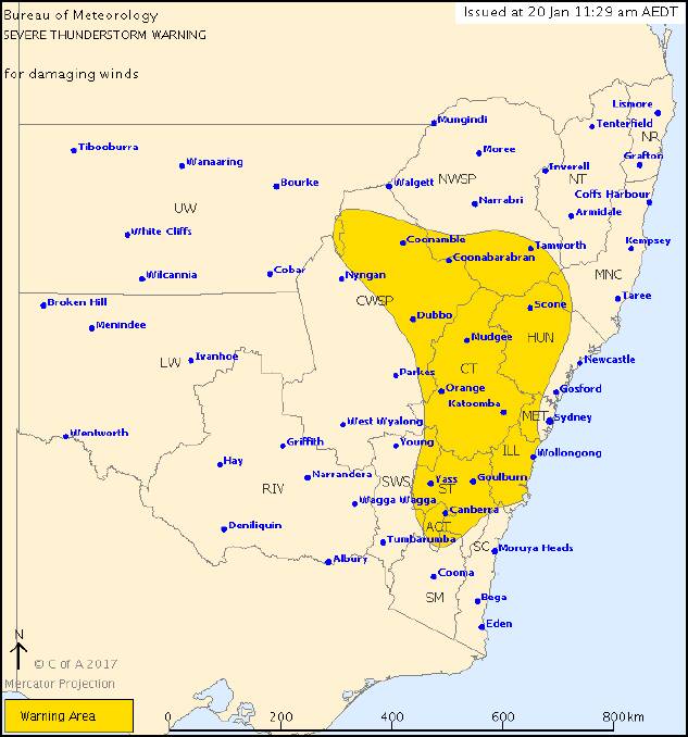 Weather warning for Queanbeyan