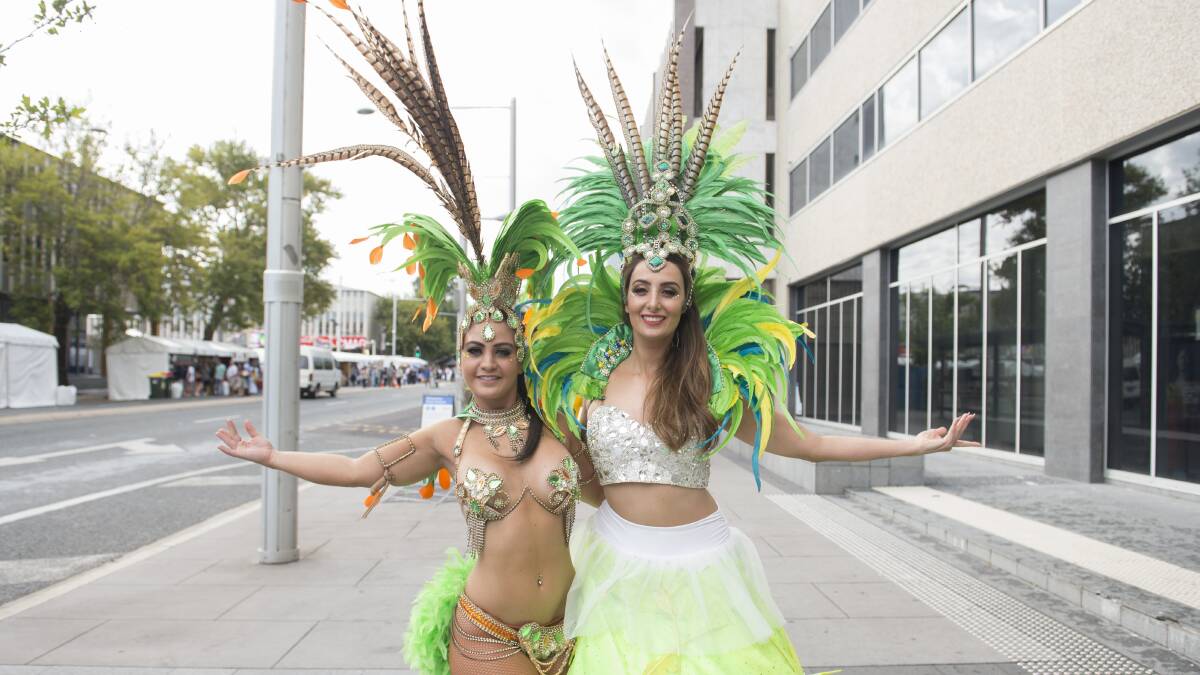 Culture on show: Brazilian samba dancers Tessa Dorman and Lana Dorman, one of the many dance acts at the Multicultural Festival. Photo: Jay Cronan