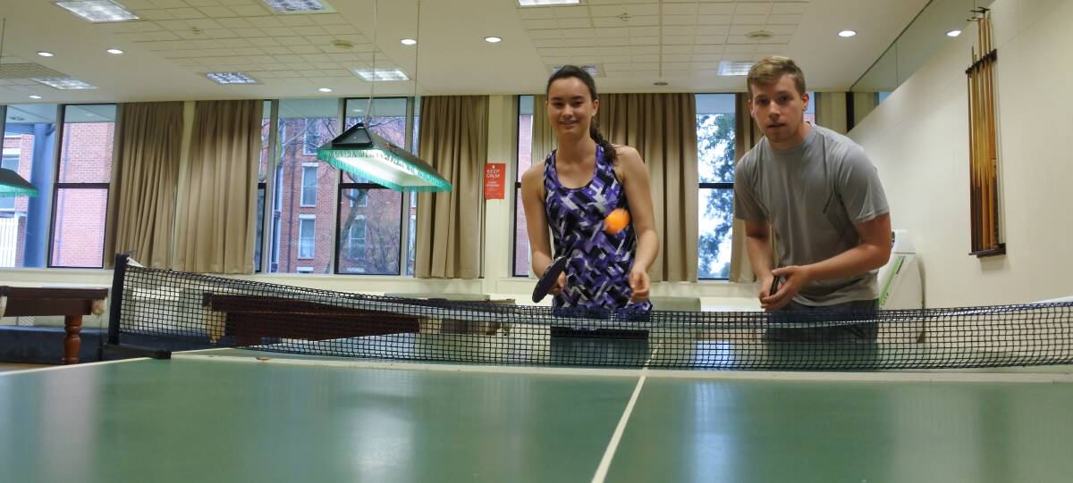Returning serve: Rachel Djoeandy and Ryan Kallmier will be among those at Burton and Garran Hall taking part in the Ping Pong-A-Thon. Photo: Andrew Brown