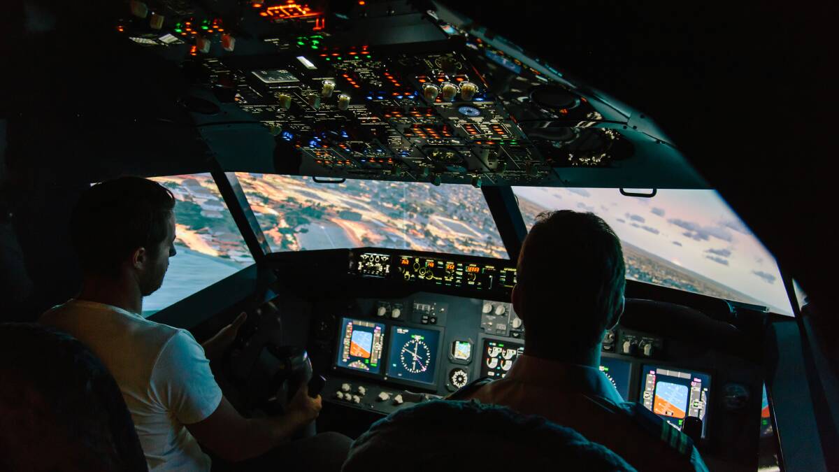 Feels like flying: All new pilots enjoying the simulator are accompanied by a trained and experienced first officer to guide them through the whole process of flying a Boeing 737, the best-selling commercial jet in history.