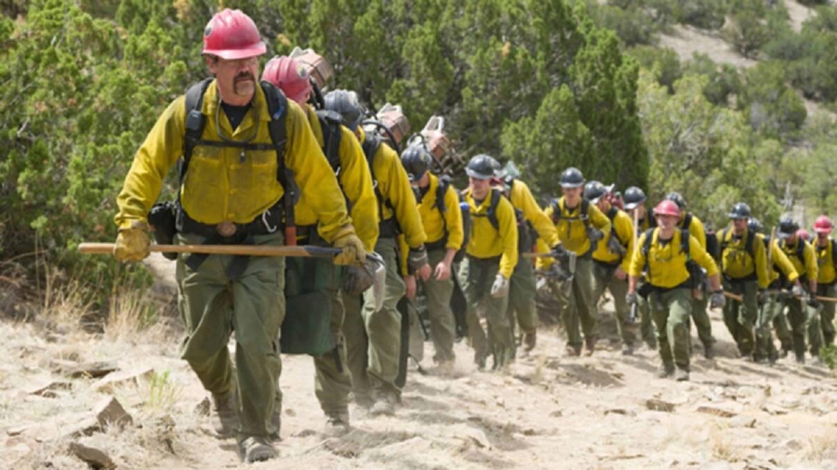 HEROES: Josh Brolin leads the charge against what will eventually be a raging inferno in Only the Brave.
