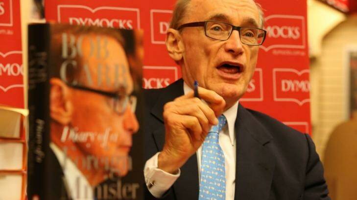 Bob Carr at the launch of his diary in Sydney on Monday. Photo: Peter Rae