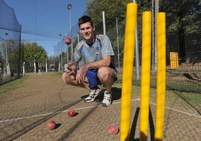 Queanbeyan and ACT representative fast bowler Josh Bennett will play a key role in the Douglas Cup grand final against Wests/UC. Photo: Graham Tidy.