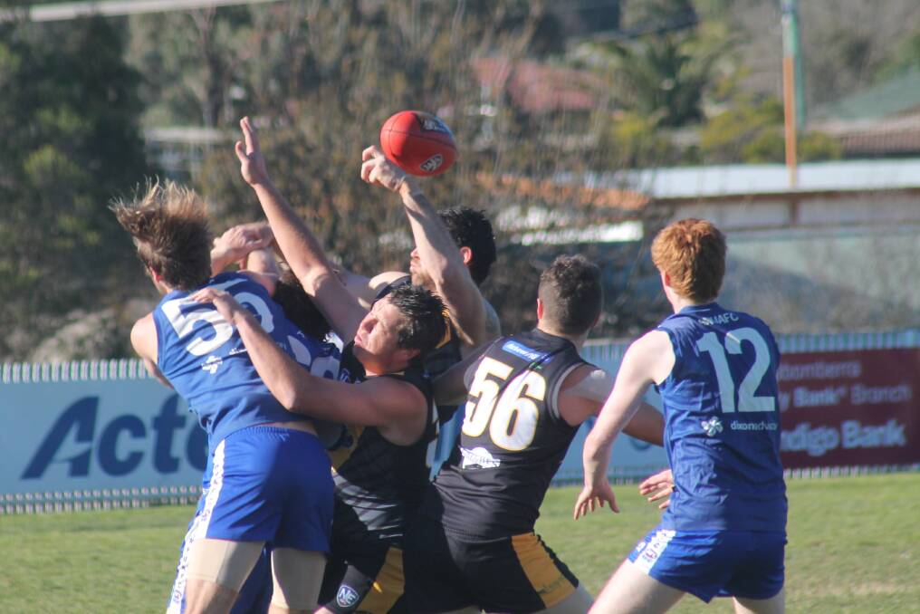 Highlights from the Queanbeyan Tigers' 11.22.88 to 4.3.27 win over the ANU in round 15 AFL Canberra action at Dairy Farmers Park on Sunday.