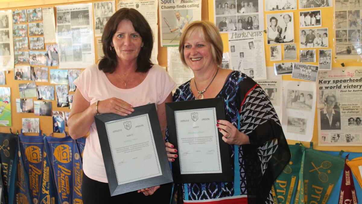 Certificate of Appreciatio recipients Sandra Wilson and Kathy Hart. Photo: Joshua Matic.