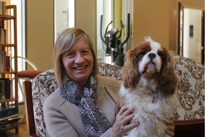 HOME manager Anne Pratt (with Benny the residence's in-house pooch) is encouraging Queanbeyan people to support this year's HOME movie night at The Q.