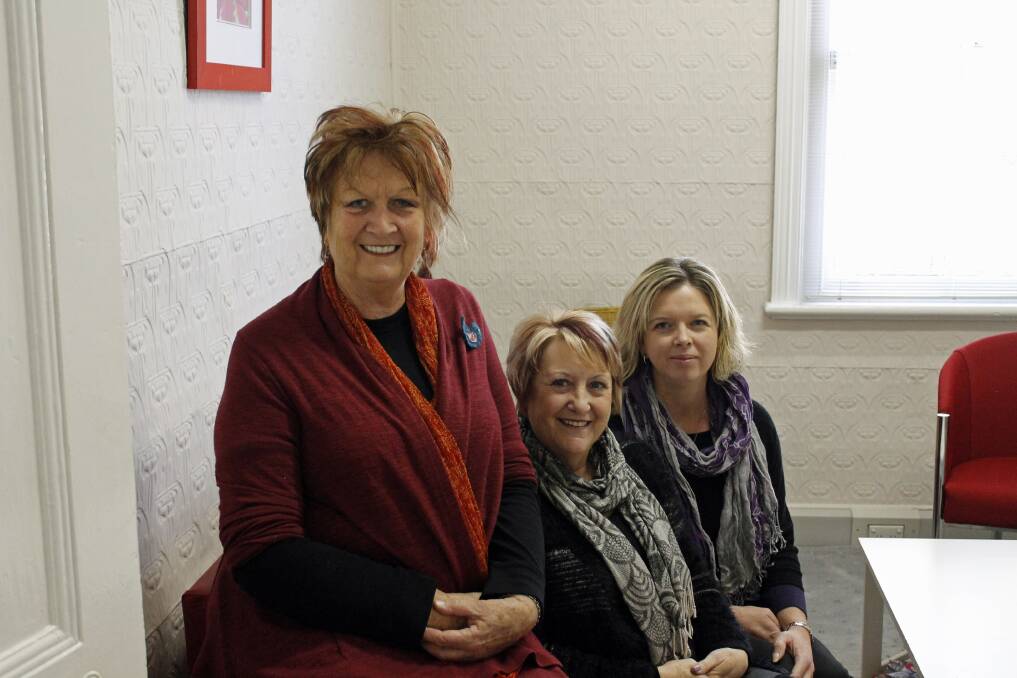 The Queanbeyan-based domestic violence advocacy team of Kerry Mobbs, Chris Jordan and Julie Abrahams (PHOTO: Jodie Fisher).