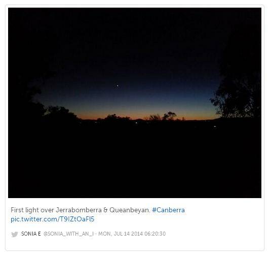 Sonia managed to capture first light coming over Queanbeyan earlier in the week. Photo: Instagram / @Sonia_With_An_I.
