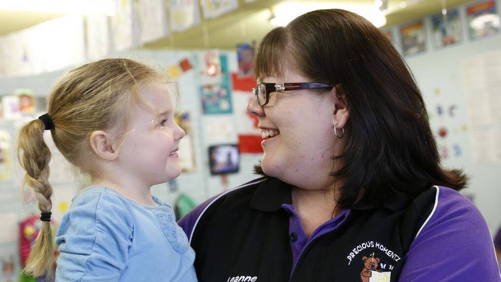 Precious Momentz Childhood Learning and Development Centre owner Leanne Crisp is looking forward to being based in Queanbeyan. She is pictured with four-year-old Ella Thompson. 		