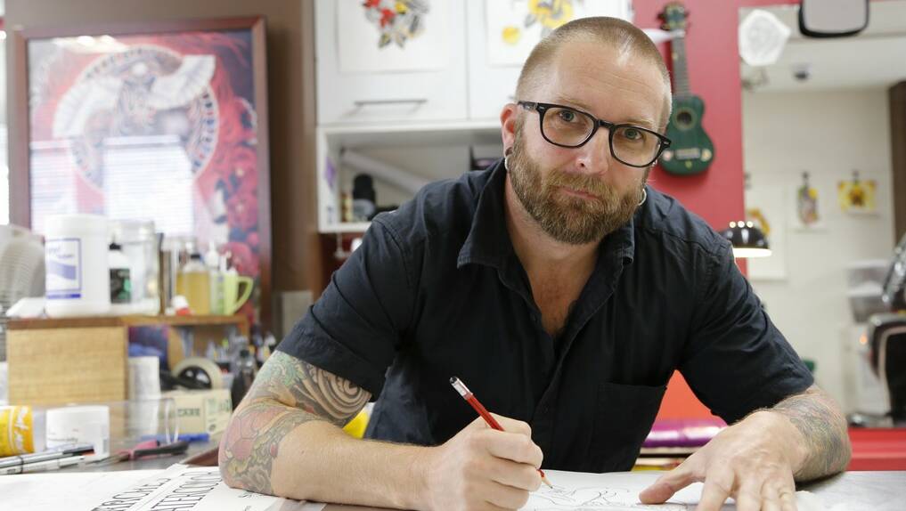 Queanbeyan tattoo artist Matt Rickard has been in the business for 10 years and says tattoo are becoming more mainstream. Photo: Kim Pham.