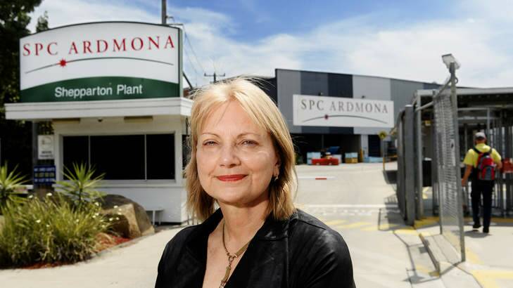 Local Liberal MP Dr Sharman Stone at the SPC Ardmona plant in Shepparton in Victoria. She has attacked Prime Minister Tony Abbott and Treasurer Joe Hockey over their comments on SPC Armdona's workplace agreement. Photo: Ray Sizer