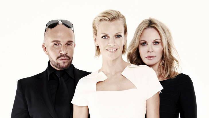 Charlotte Dawson (right) with fellow Australia's Next Top Model judges Alex Perry and Sarah Murdoch.
