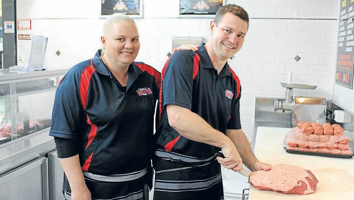Gavin and Simone Stone recently purchased the Jerrabomberra Meats, formerly known as Unique Meats, and are find their feet in the business world. Photo: Tom Sebo. 