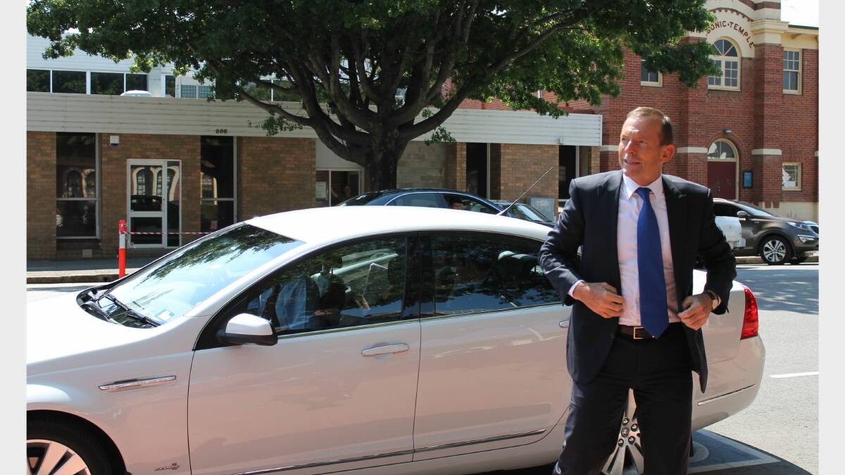 Federal opposition leader Tony Abbott arrives in Queanbeyan. Photo: Andrew Johnston