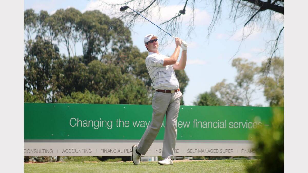 Queanbeyan Golf Club pro Jake Nagle tees off during yesterday's Parkhill Pro Am. Photos: Andrew Johnston