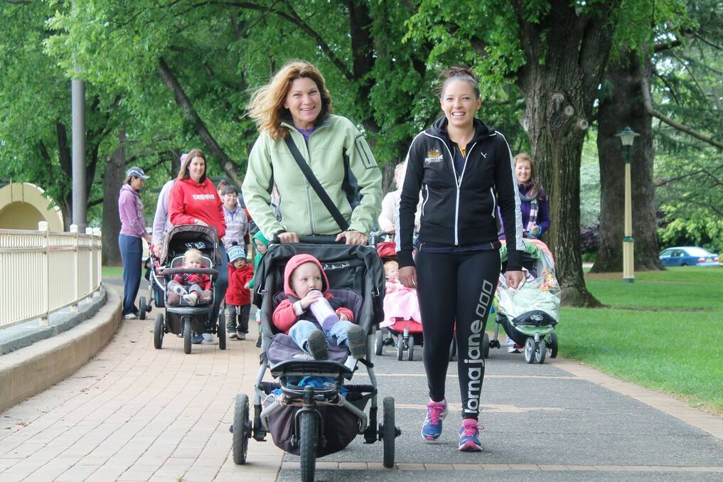 Christine Huber and Alex along with Progressive Performance personal trainer Siobhan Gil at the postnatal depression walk on Monday.
