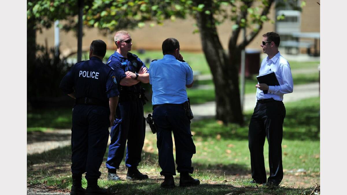  NSW Police at the scene of a student stabbing at Karabar High school on Tuesday. Photos: Karleen Minney, Canberra Times