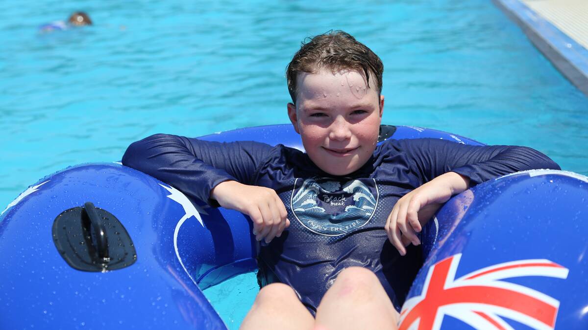 Queanbeyan's Tyler Walls-Harding, 9, was one of many locals who flocked to the Queanbeyan Aquatic Centre this week.