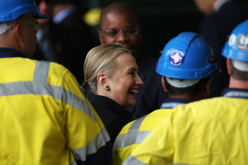 U.S. Secretary of State Hillary Clinton meets workers at the ASC facilities in Adelaide, Australia. Secretary Clinton is in South Australia to tour the Techport maritime defence facility and meet with the Governor and Premier of the state. Photo by Morne de Klerk/Getty Images