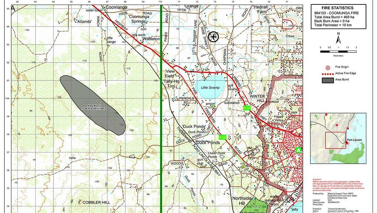 Coomunga fire map at 12.30pm. Source: CFS