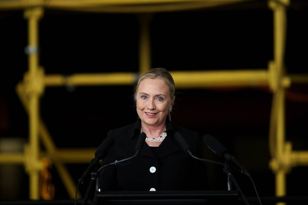 U.S. Secretary of State Hillary Clinton speaks at the ASC facilities in Adelaide, Australia. Secretary Clinton is in South Australia to tour the Techport maritime defence facility and meet with the Governor and Premier of the state. Photo by Morne de Klerk/Getty Images
