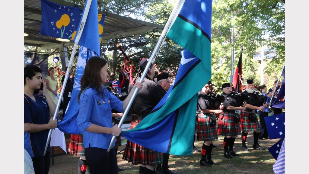 The Queanbeyan Girl Guides and Queanbeyan Pipes and Drums kicked off the official ceremony.