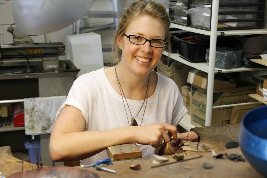 Gold and silversmith Alison Jackson at her Queanbeyan-based work shop, Pocket Studio. 