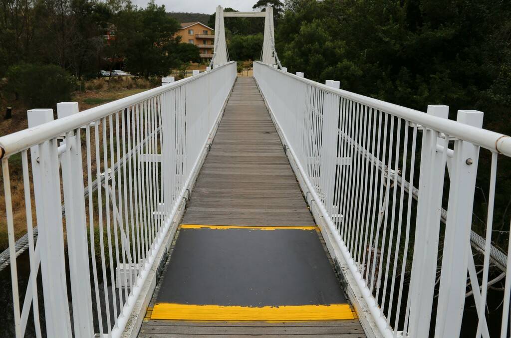 The Suspension Bridge was closed for two days while Queanbeyan Council workers fixed damage to the walk way.