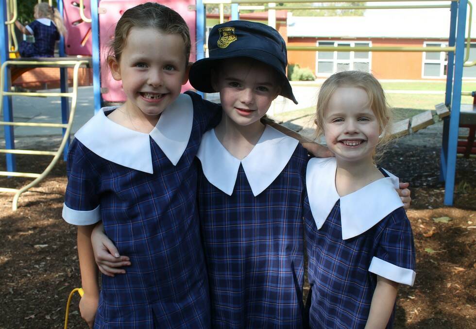 St Greg's Primary School kinder pupils Cadence, Ava and Charli.