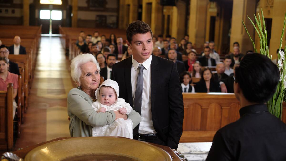 CLASS ACT: Bernadita (Claudia Di Giusti) and Santi (Carlos Sanson Jnr) with baby Jacinda at the christening.