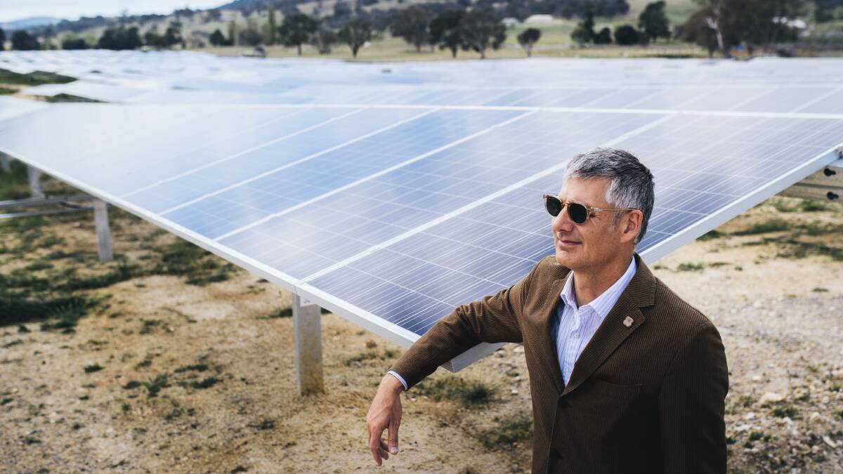 LAUNCHED: Impact investment Group's Lane Crockett at the opening of the new 11 megawatt Williamsdale Solar Farm which will power about 3000 Canberra homes. PHOTO: Rohan Thomson