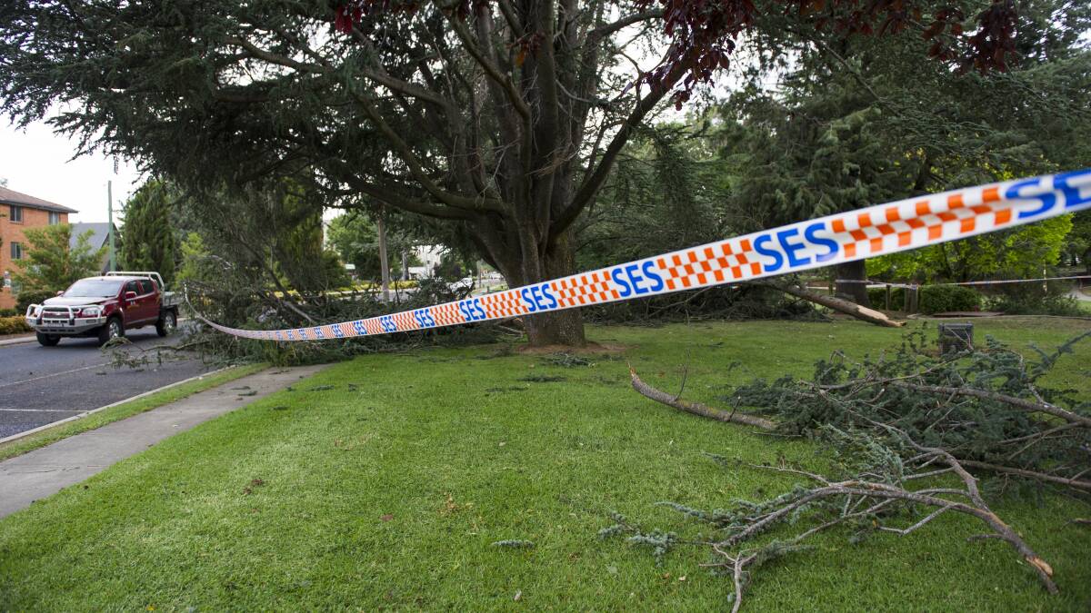The SES clean up after a storm in Queanbeyan last year. Photo: Elesa Kurtz