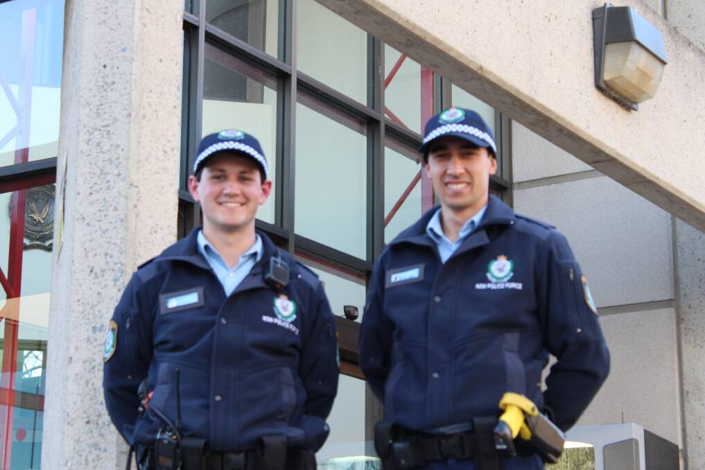 Boys in blue: Probationary constables (L-R) Josh Parr and Anthony Ferri have been assigned to Queanbeyan. Photo: James Waugh