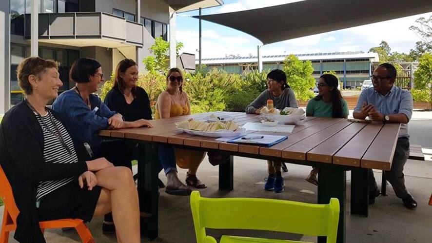 MEET AND GREET: Academics from University of Sunshine Coast with international students, attending a familiarisation tour of the Cooinda Aged Care. 