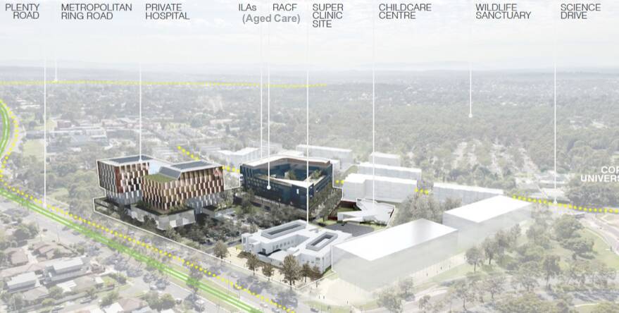 La Trobe University's plans for a $400 million healthcare hub with aged care at its Bundoora campus.