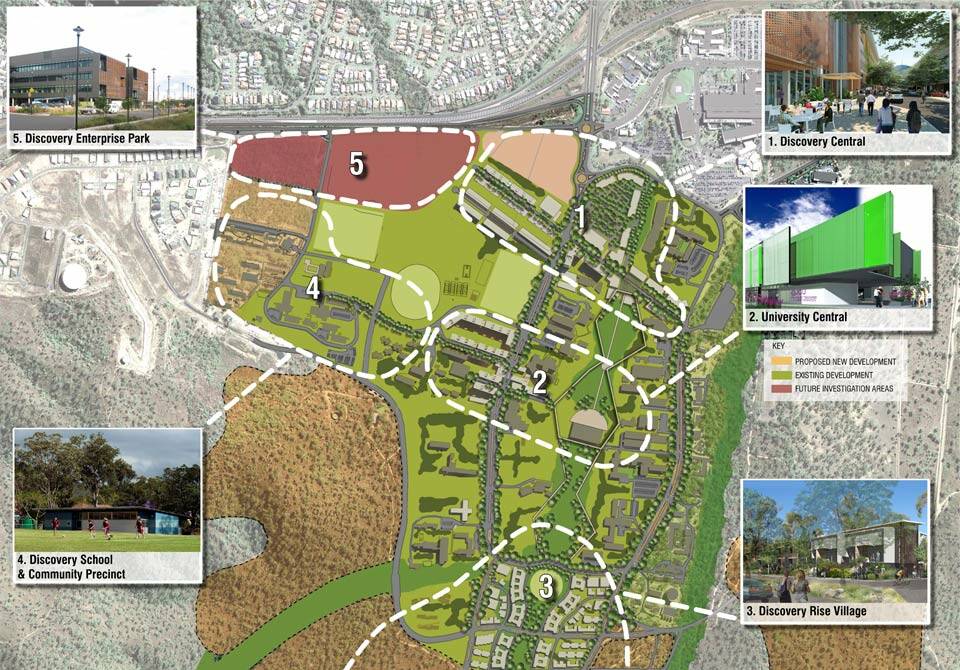 The Discovery Rise masterplan includes five sections.