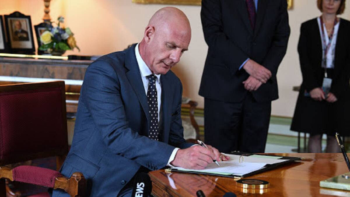 Premier Peter Gutwein was sworn in as the state's 46th leader at Government House on Monday.