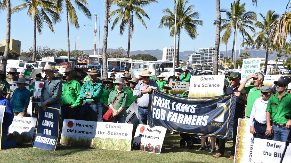 Protesters gathered in Townsville. Picture - Jessica Johnston.